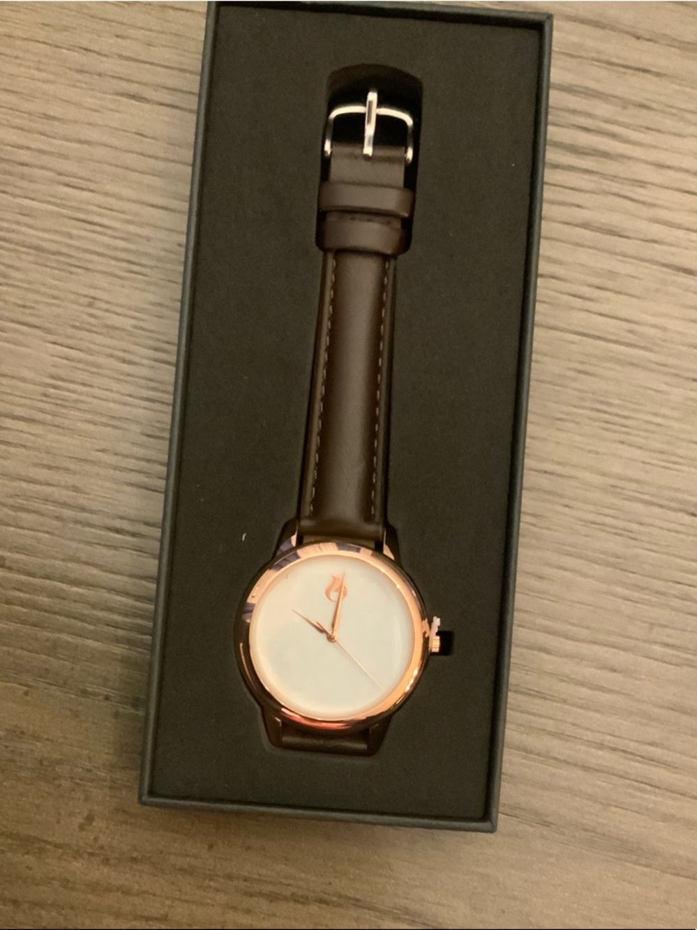 Lady’s Brown Leather Strap Watch with Rose Gold Case